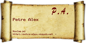 Petre Alex névjegykártya